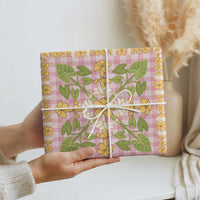 Squares Puakenikeni and Kalo Wrapping Paper Pink Palaka Hawaiian Quilt Pattern LT9 - Polynesian Pride