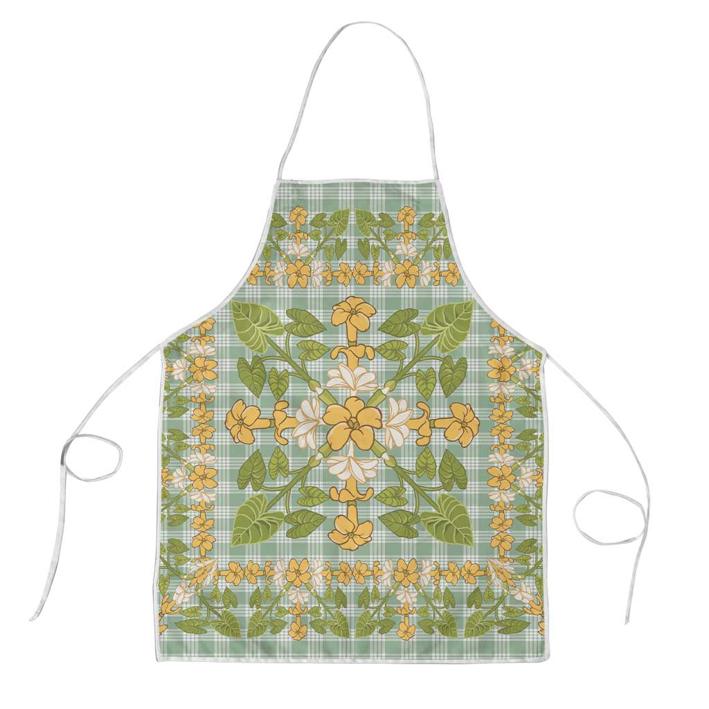 Squares Puakenikeni and Kalo Apron Turquoise Palaka Hawaiian Quilt Pattern LT9 Turquoise - Polynesian Pride