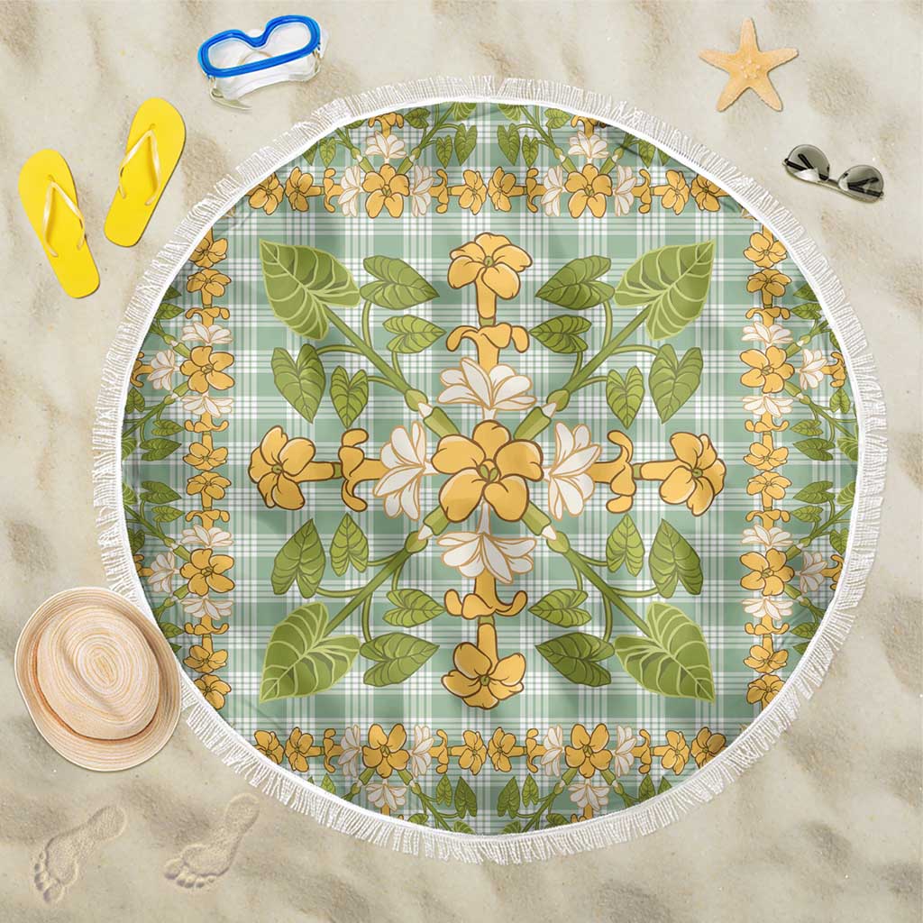 Squares Puakenikeni and Kalo Beach Blanket Turquoise Palaka Hawaiian Quilt Pattern LT9 One Size 150cm Turquoise - Polynesian Pride