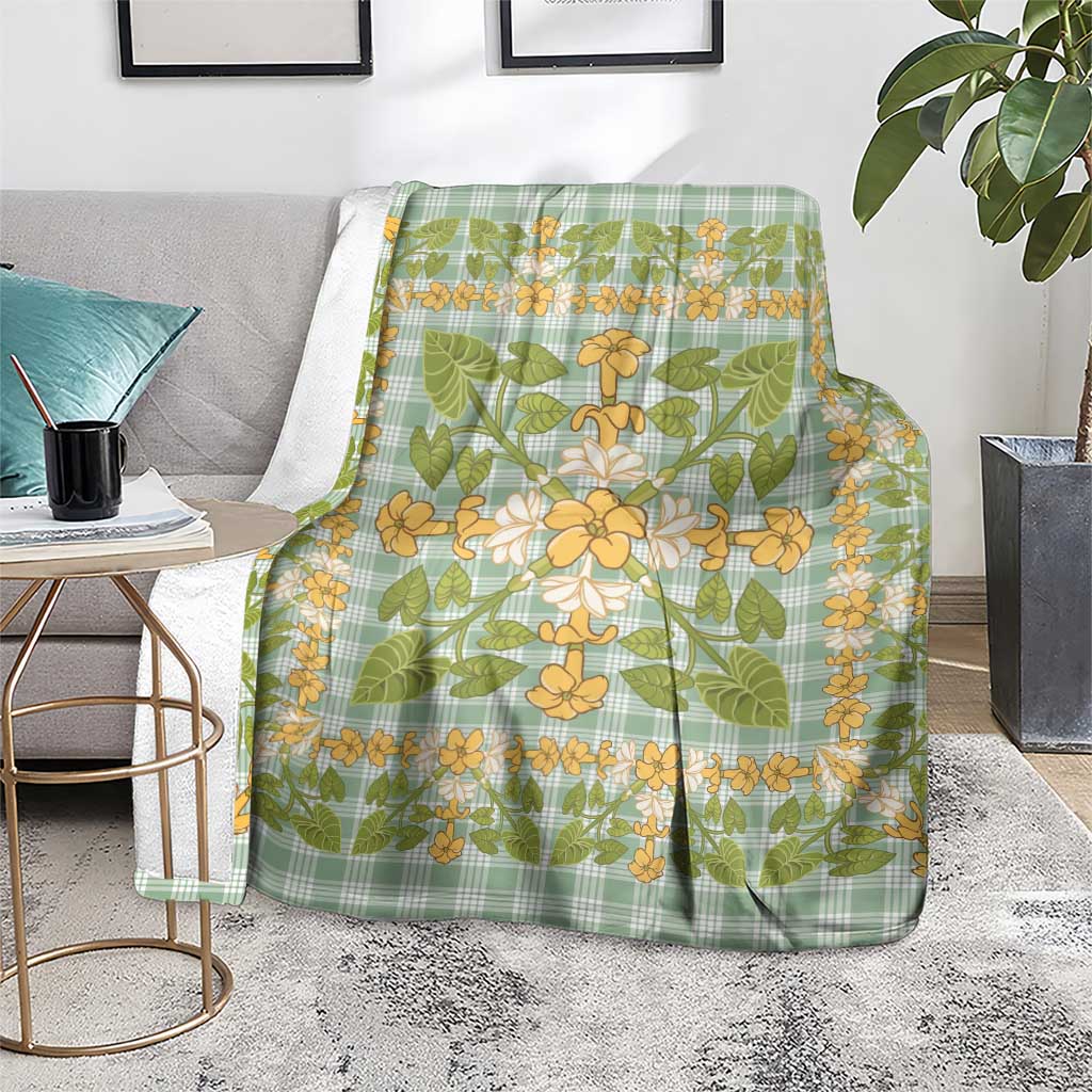 Squares Puakenikeni and Kalo Blanket Turquoise Palaka Hawaiian Quilt Pattern LT9 - Polynesian Pride