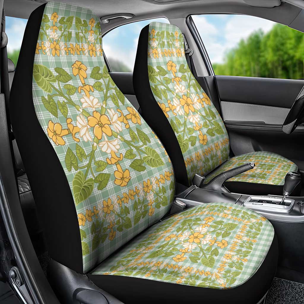Squares Puakenikeni and Kalo Car Seat Cover Turquoise Palaka Hawaiian Quilt Pattern LT9 - Polynesian Pride