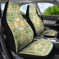 Squares Puakenikeni and Kalo Car Seat Cover Turquoise Palaka Hawaiian Quilt Pattern LT9 - Polynesian Pride
