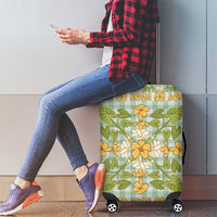 Squares Puakenikeni and Kalo Luggage Cover Turquoise Palaka Hawaiian Quilt Pattern LT9 - Polynesian Pride
