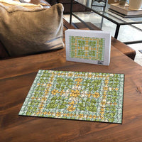 Squares Puakenikeni and Kalo Puzzle Turquoise Palaka Hawaiian Quilt Pattern LT9 - Polynesian Pride