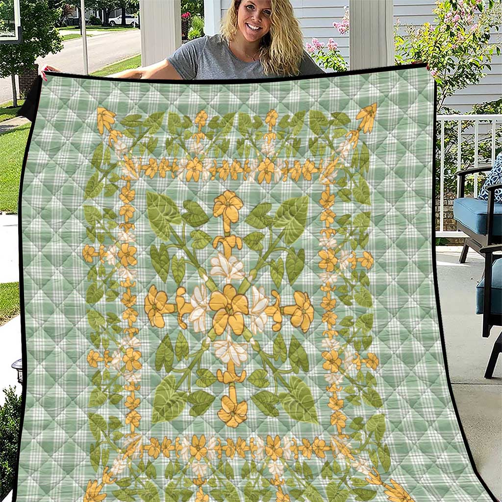Squares Puakenikeni and Kalo Quilt Turquoise Palaka Hawaiian Quilt Pattern LT9 Turquoise - Polynesian Pride