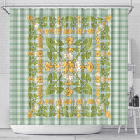 Squares Puakenikeni and Kalo Shower Curtain Turquoise Palaka Hawaiian Quilt Pattern LT9 - Polynesian Pride