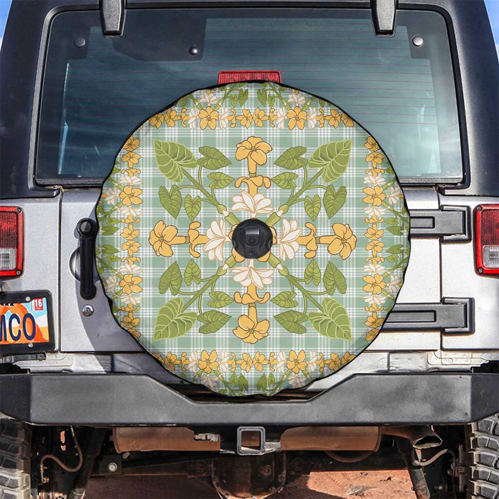 Squares Puakenikeni and Kalo Spare Tire Cover Turquoise Palaka Hawaiian Quilt Pattern LT9 Turquoise - Polynesian Pride