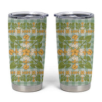 Squares Puakenikeni and Kalo Tumbler Cup Turquoise Palaka Hawaiian Quilt Pattern LT9 Turquoise - Polynesian Pride