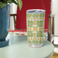 Squares Puakenikeni and Kalo Tumbler Cup Turquoise Palaka Hawaiian Quilt Pattern LT9 - Polynesian Pride