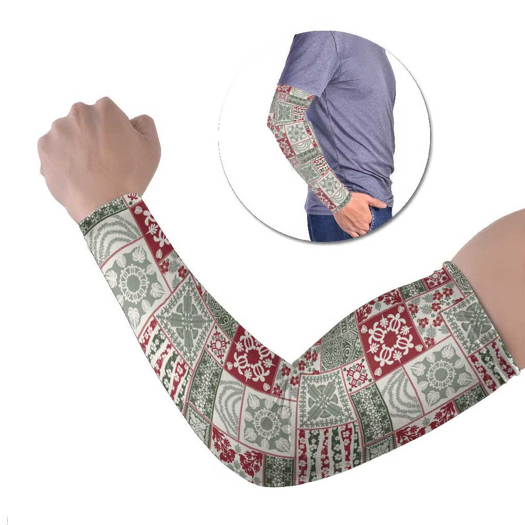 Mele Kalikimaka Hawaii Christmas Arm Sleeves Aloha Spirit with Hawaiian Quilt Pattern LT9 Set of 2 Beige - Polynesian Pride