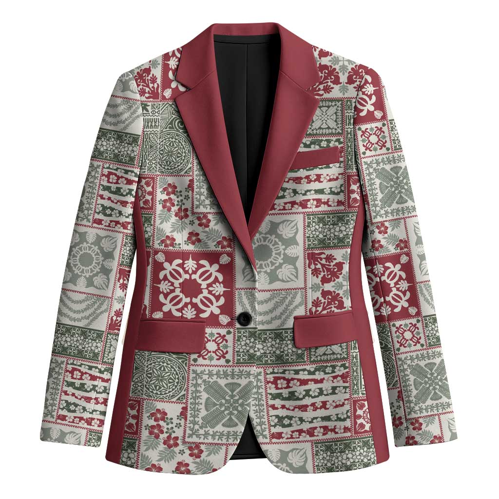 Mele Kalikimaka Hawaii Christmas Blazer Aloha Spirit with Hawaiian Quilt Pattern LT9 Unisex Beige - Polynesian Pride