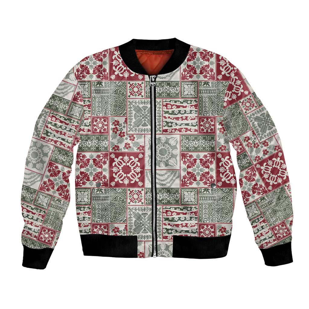 Mele Kalikimaka Hawaii Christmas Bomber Jacket Aloha Spirit with Hawaiian Quilt Pattern LT9 Unisex Beige - Polynesian Pride