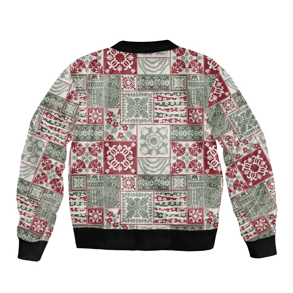 Mele Kalikimaka Hawaii Christmas Bomber Jacket Aloha Spirit with Hawaiian Quilt Pattern LT9 - Polynesian Pride