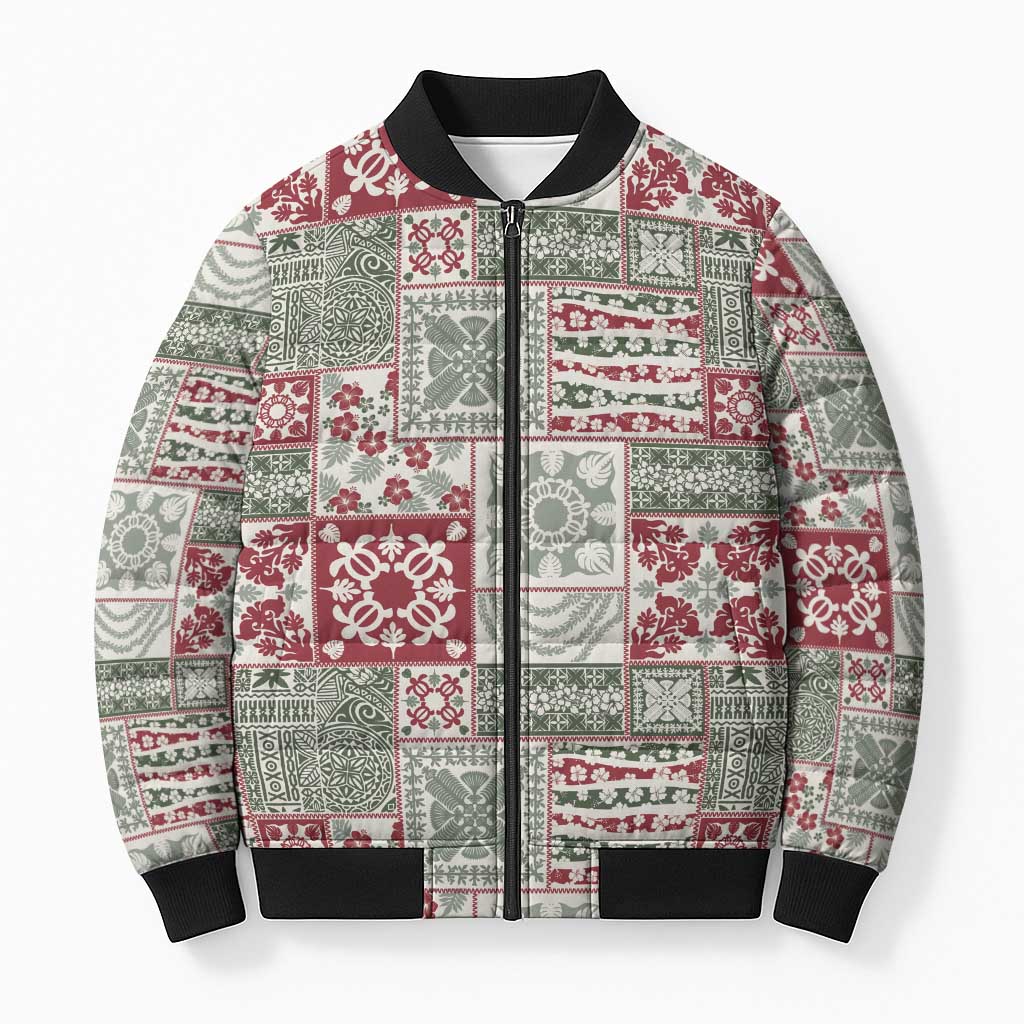 Mele Kalikimaka Hawaii Christmas Bomber Puffer Jacket Aloha Spirit with Hawaiian Quilt Pattern LT9 Unisex Beige - Polynesian Pride