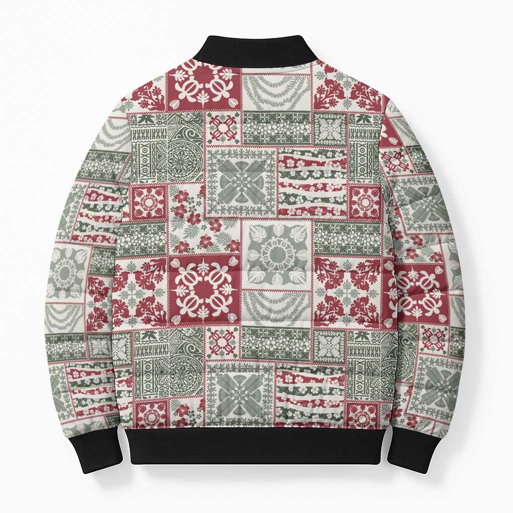 Mele Kalikimaka Hawaii Christmas Bomber Puffer Jacket Aloha Spirit with Hawaiian Quilt Pattern LT9 - Polynesian Pride