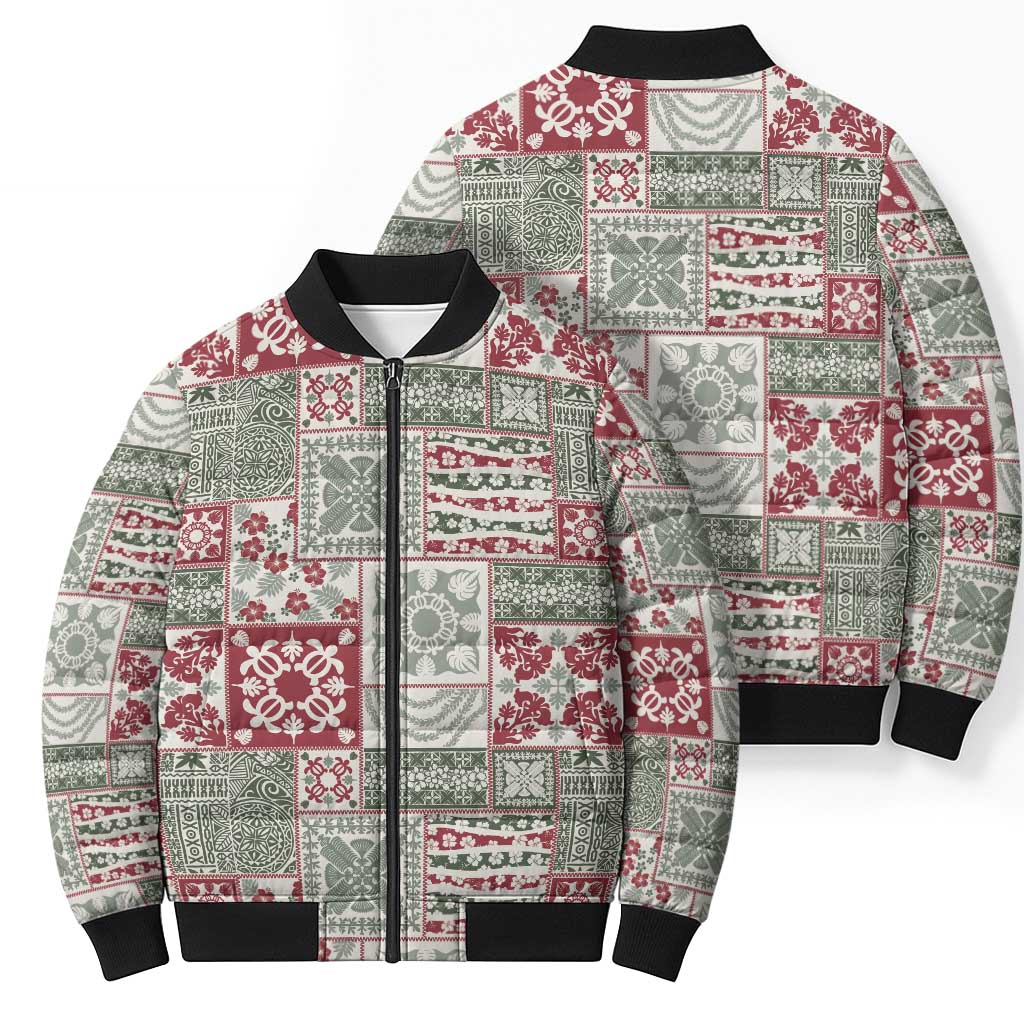 Mele Kalikimaka Hawaii Christmas Bomber Puffer Jacket Aloha Spirit with Hawaiian Quilt Pattern LT9 - Polynesian Pride