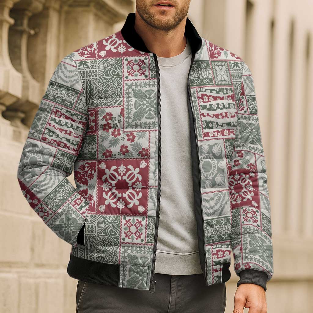 Mele Kalikimaka Hawaii Christmas Bomber Puffer Jacket Aloha Spirit with Hawaiian Quilt Pattern LT9 - Polynesian Pride
