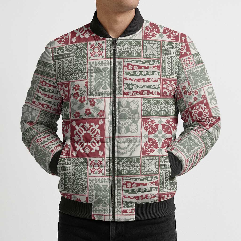 Mele Kalikimaka Hawaii Christmas Bomber Puffer Jacket Aloha Spirit with Hawaiian Quilt Pattern LT9 - Polynesian Pride