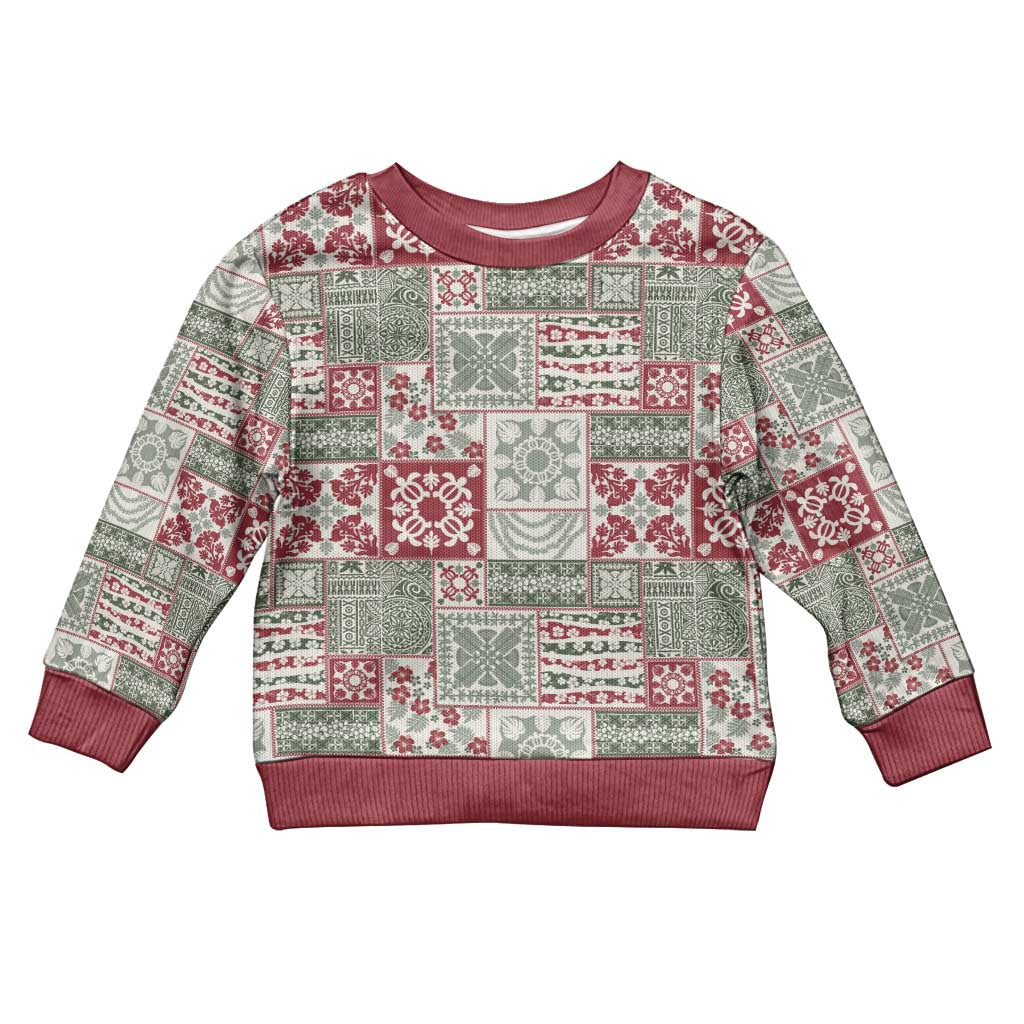 Mele Kalikimaka Hawaii Christmas Kid Ugly Christmas Sweater Aloha Spirit with Hawaiian Quilt Pattern LT9 Kid Beige - Polynesian Pride