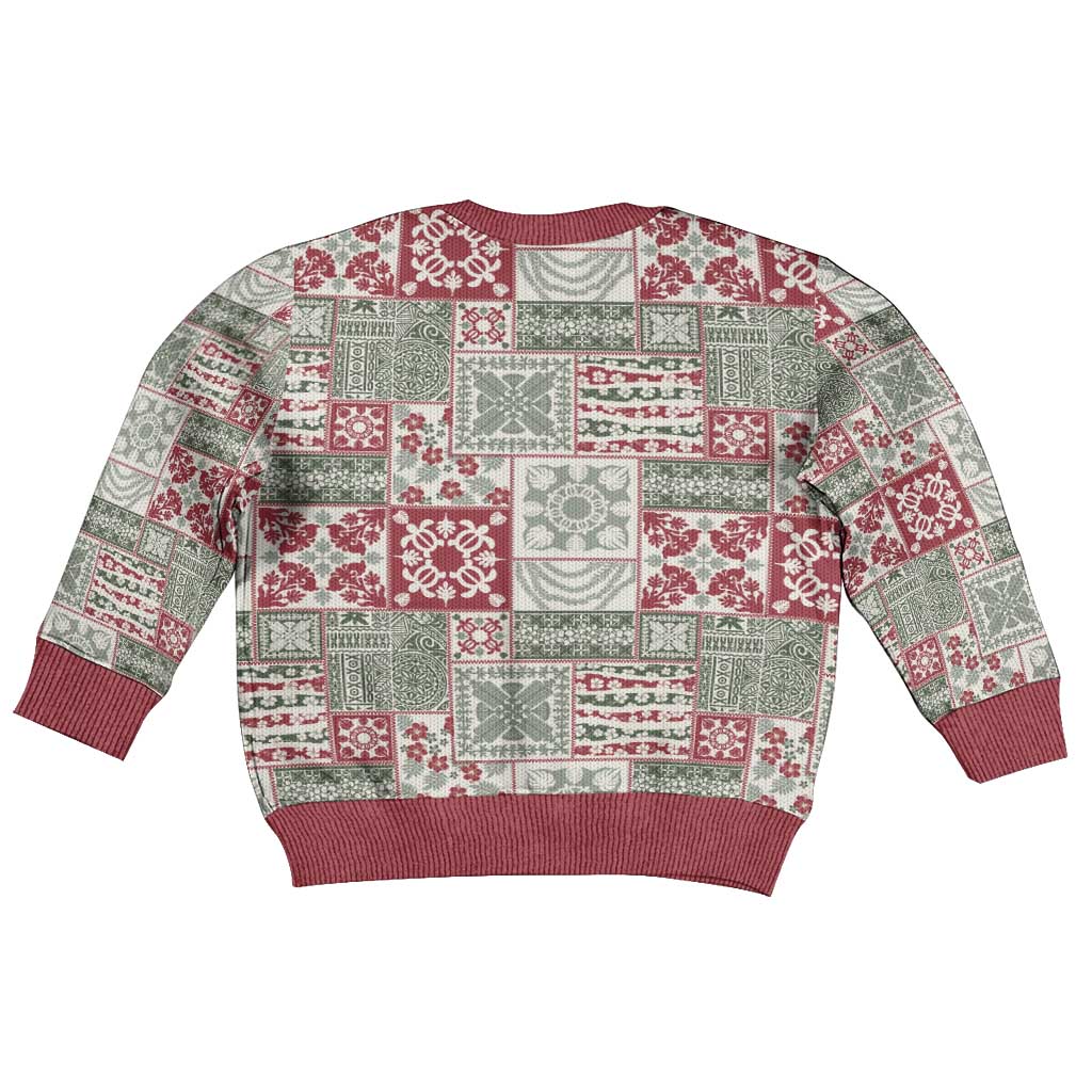 Mele Kalikimaka Hawaii Christmas Kid Ugly Christmas Sweater Aloha Spirit with Hawaiian Quilt Pattern LT9 - Polynesian Pride