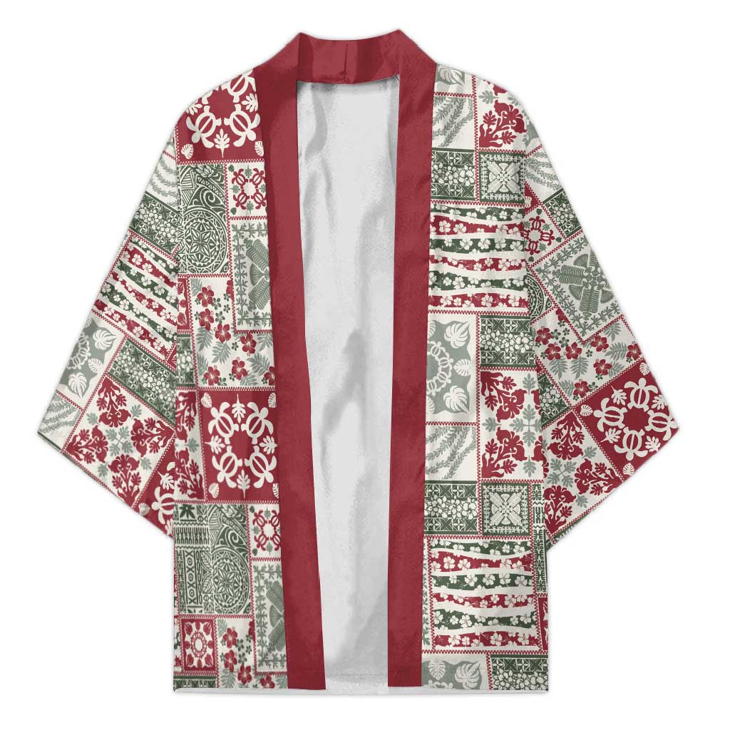 Mele Kalikimaka Hawaii Christmas Kimono Aloha Spirit with Hawaiian Quilt Pattern LT9 Unisex Beige - Polynesian Pride