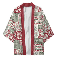 Mele Kalikimaka Hawaii Christmas Kimono Aloha Spirit with Hawaiian Quilt Pattern LT9 Unisex Beige - Polynesian Pride