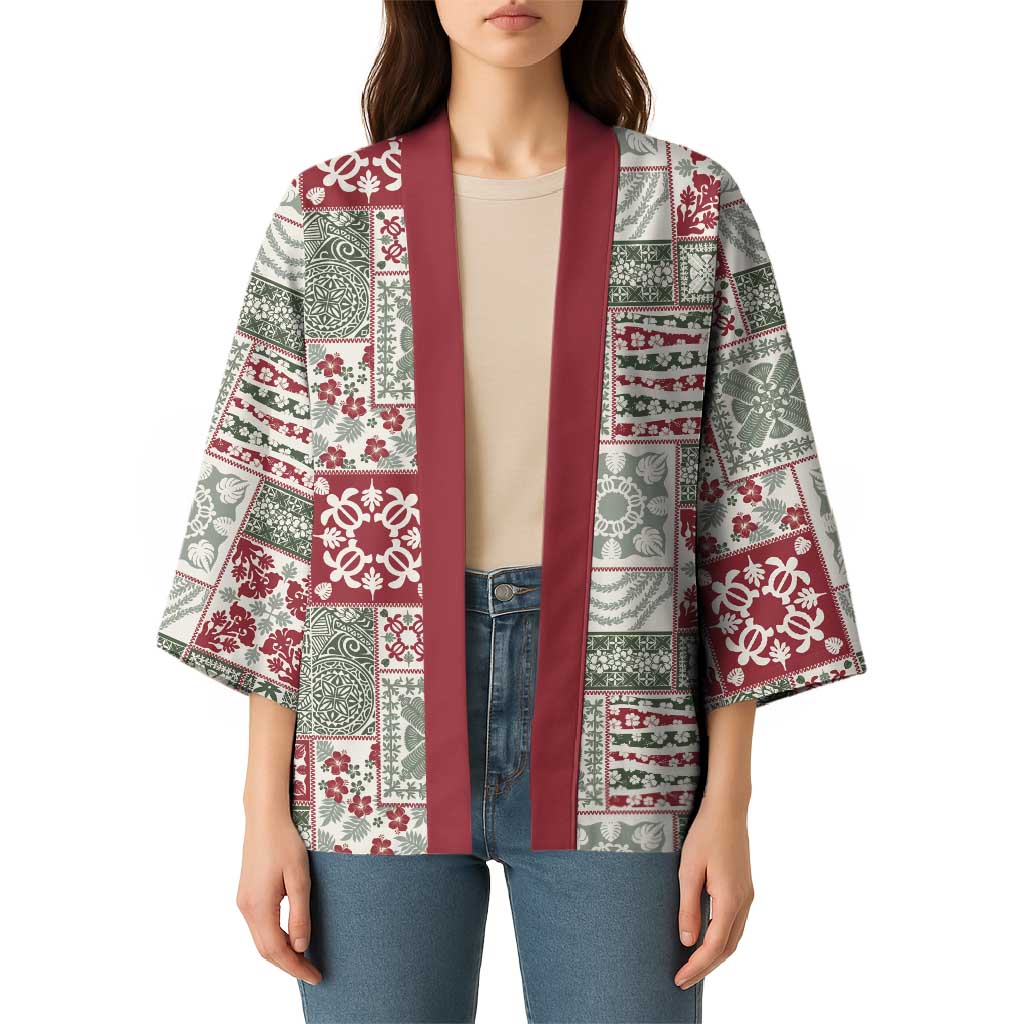 Mele Kalikimaka Hawaii Christmas Kimono Aloha Spirit with Hawaiian Quilt Pattern LT9 - Polynesian Pride