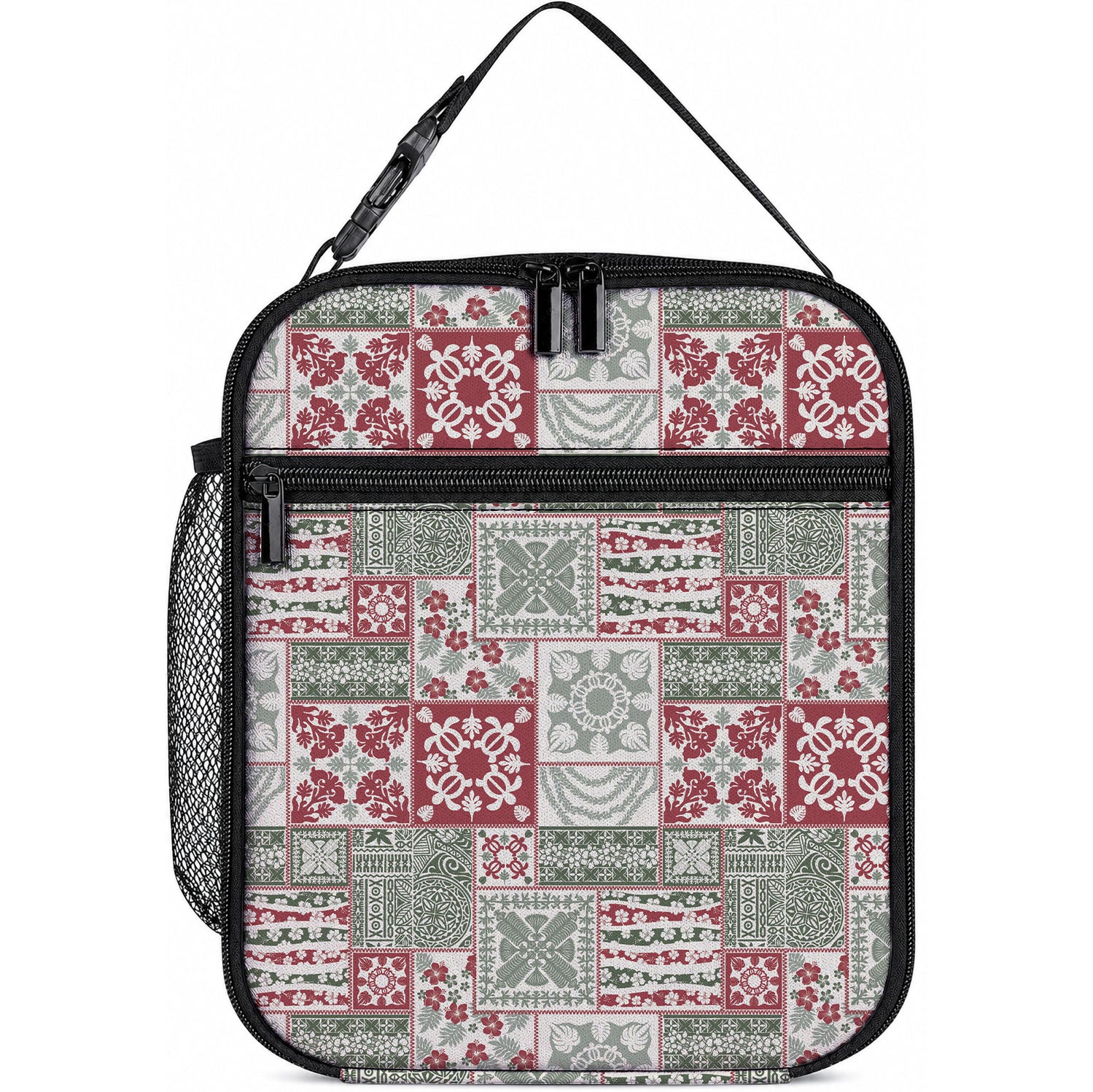 Mele Kalikimaka Hawaii Christmas Lunch Bag Aloha Spirit with Hawaiian Quilt Pattern LT9 10.2 × 8.3 × 4.3 inch Beige - Polynesian Pride