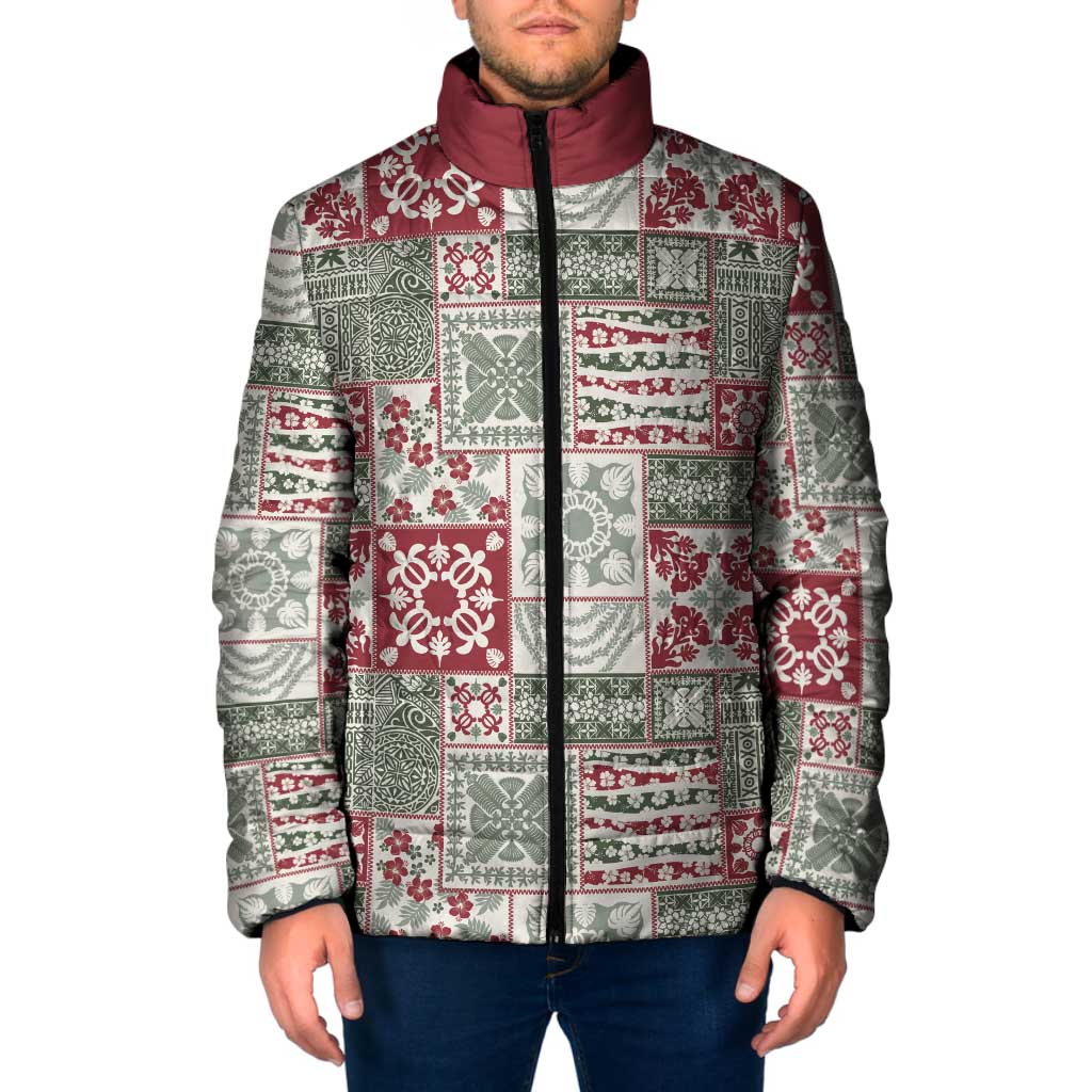 Mele Kalikimaka Hawaii Christmas Padded Jacket Aloha Spirit with Hawaiian Quilt Pattern LT9 Men Beige - Polynesian Pride