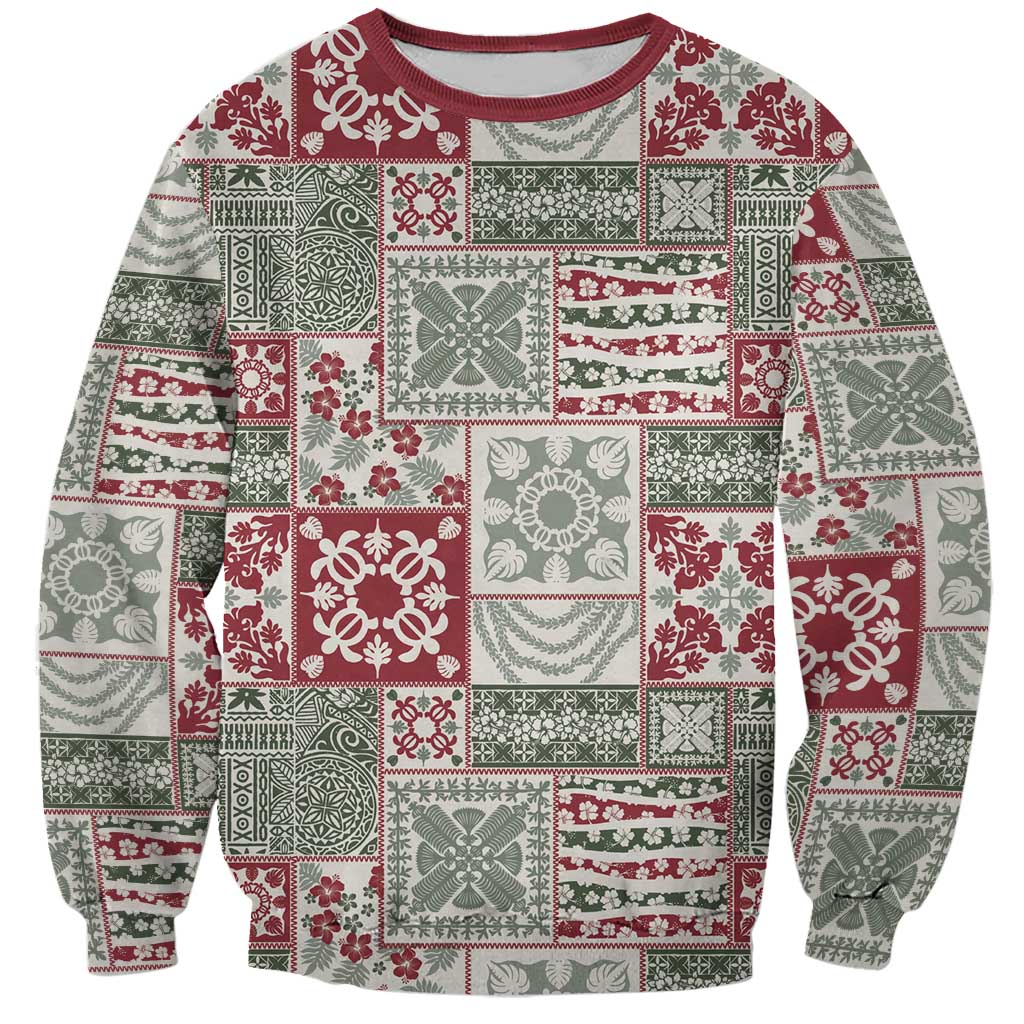 Mele Kalikimaka Hawaii Christmas Sweatshirt Aloha Spirit with Hawaiian Quilt Pattern LT9 Unisex Beige - Polynesian Pride