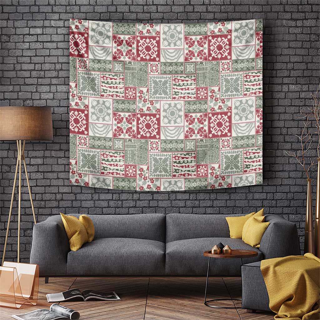 Mele Kalikimaka Hawaii Christmas Tapestry Aloha Spirit with Hawaiian Quilt Pattern LT9 Beige - Polynesian Pride