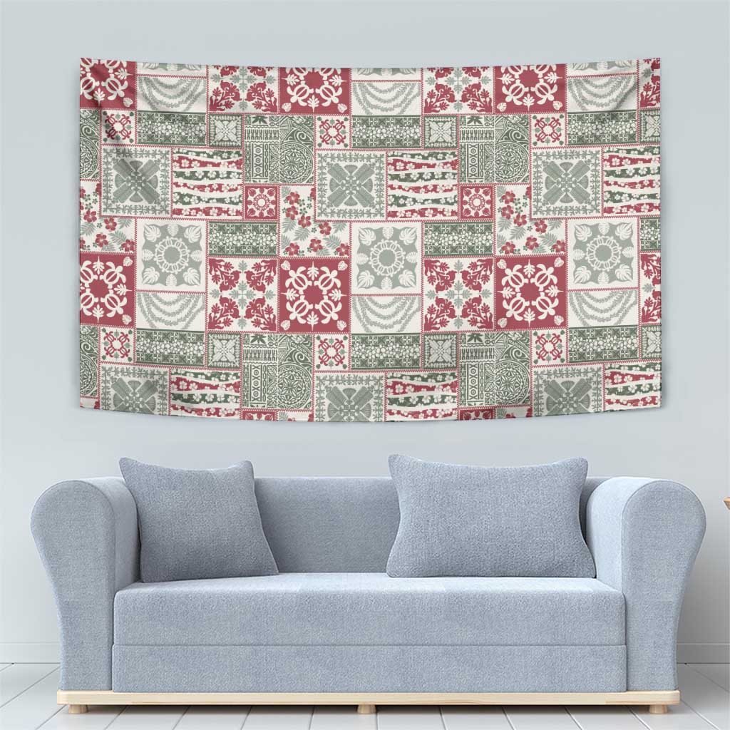 Mele Kalikimaka Hawaii Christmas Tapestry Aloha Spirit with Hawaiian Quilt Pattern LT9 - Polynesian Pride