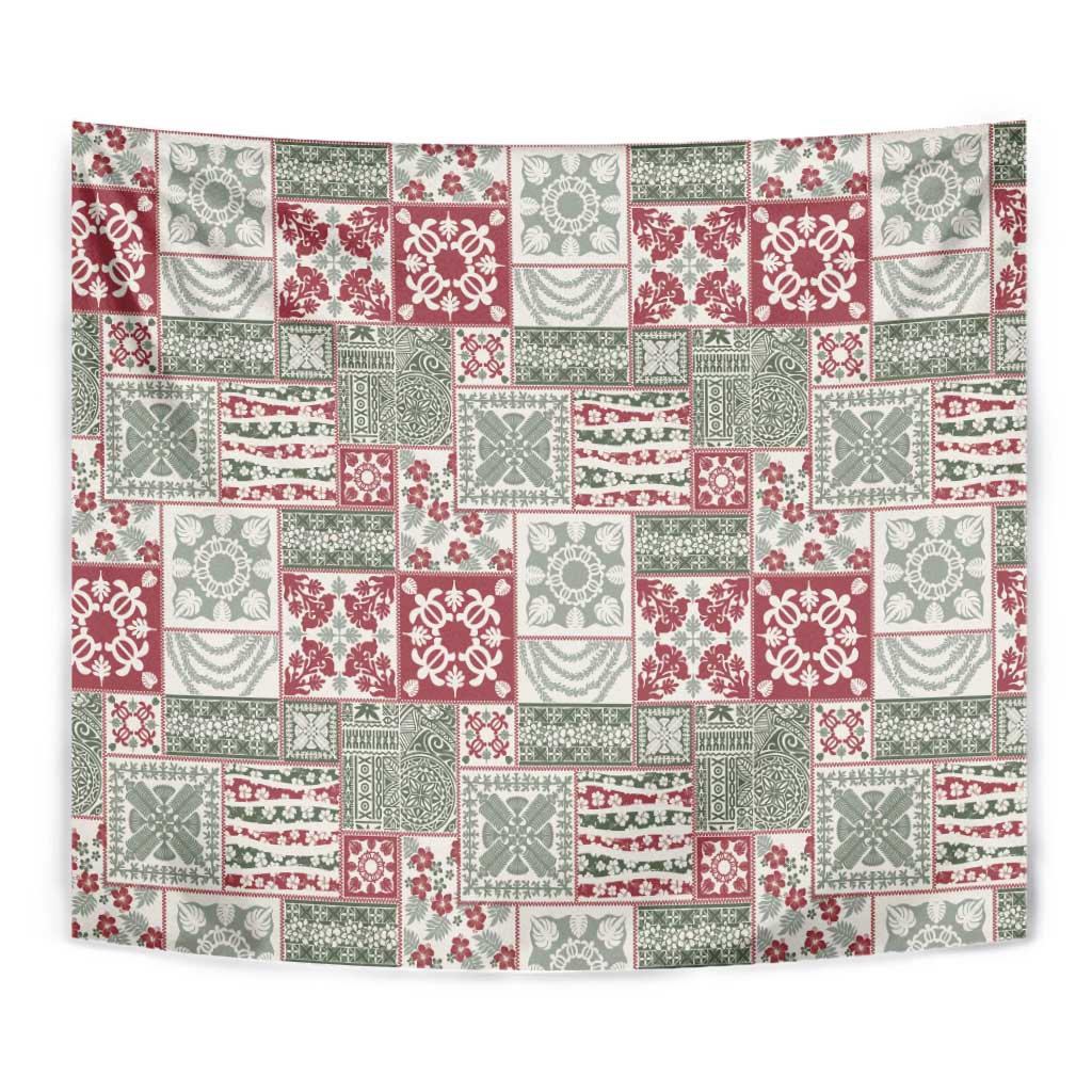Mele Kalikimaka Hawaii Christmas Tapestry Aloha Spirit with Hawaiian Quilt Pattern LT9 - Polynesian Pride
