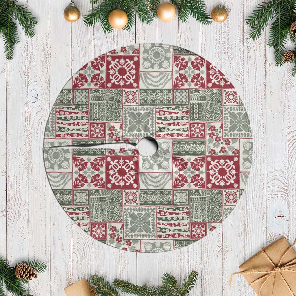 Mele Kalikimaka Hawaii Christmas Tree Skirt Aloha Spirit with Hawaiian Quilt Pattern LT9 Casual Beige - Polynesian Pride