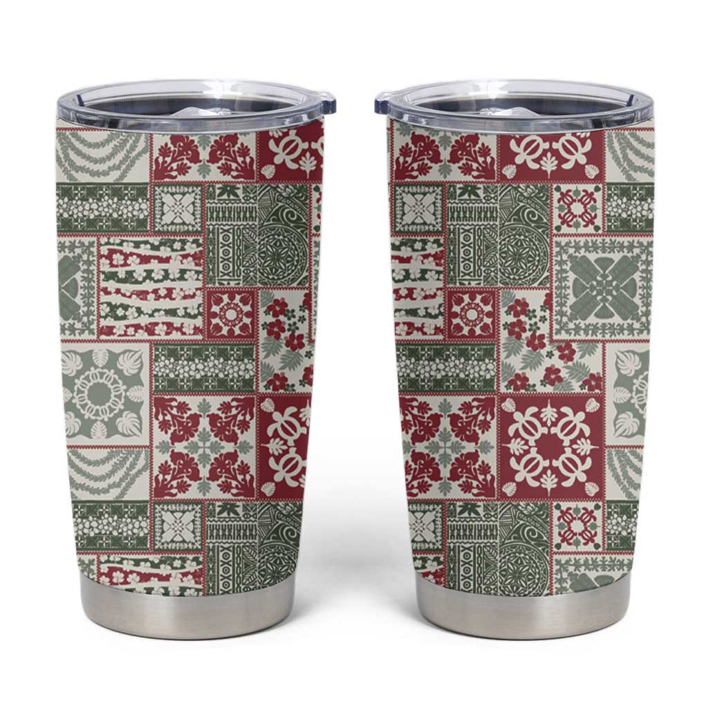 Mele Kalikimaka Hawaii Christmas Tumbler Cup Aloha Spirit with Hawaiian Quilt Pattern LT9 Beige - Polynesian Pride