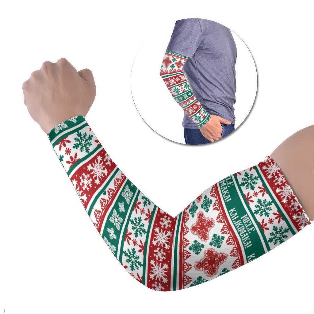 Mele Kalikimaka Hawaii Christmas Arm Sleeves Hawaiian Quilt Pattern Style LT9 Set of 2 Beige - Polynesian Pride