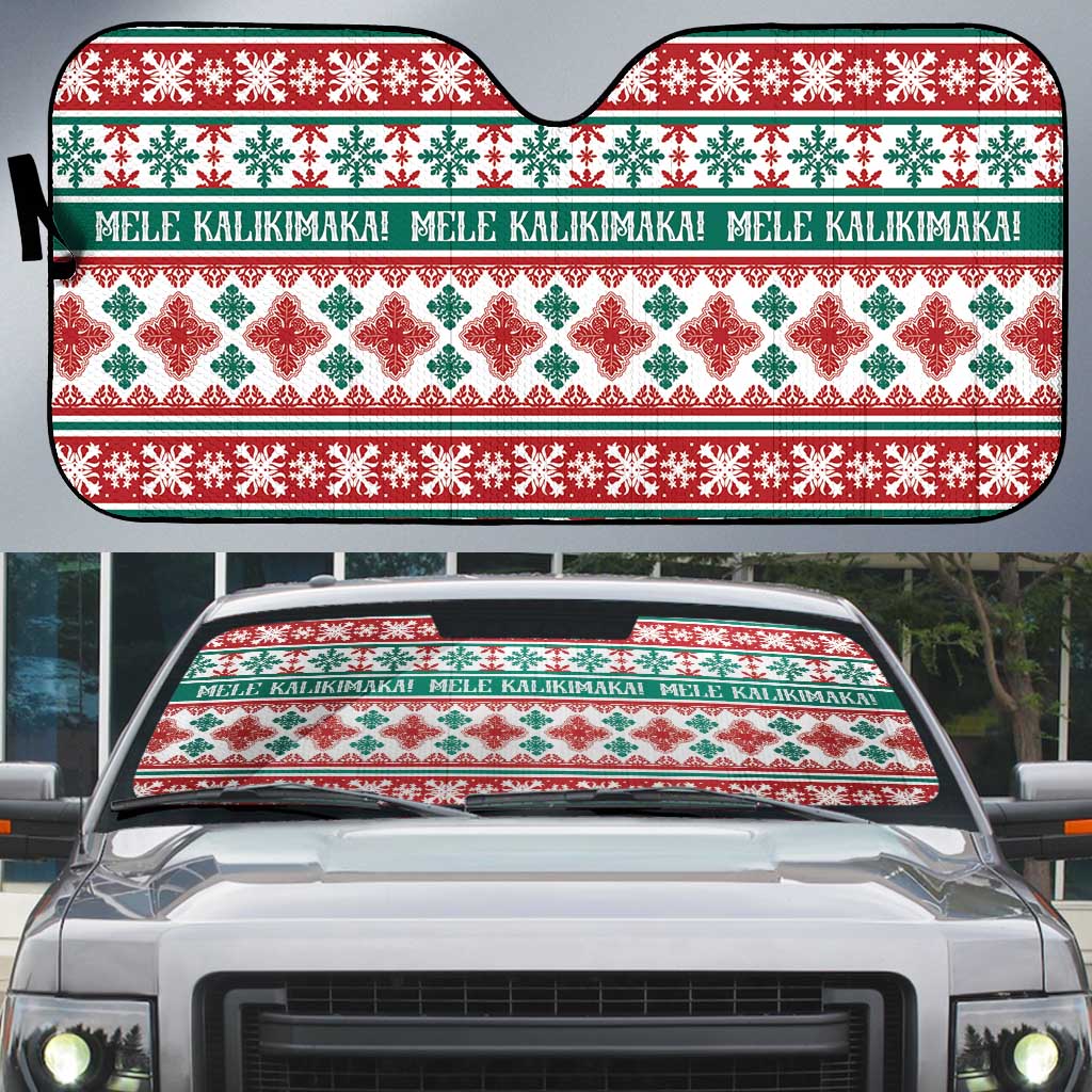 Mele Kalikimaka Hawaii Christmas Auto Sun Shade Hawaiian Quilt Pattern Style LT9 Beige - Polynesian Pride