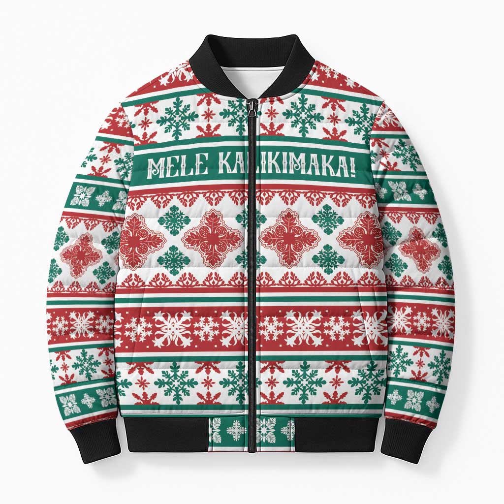 Mele Kalikimaka Hawaii Christmas Bomber Puffer Jacket Hawaiian Quilt Pattern Style LT9 Unisex Beige - Polynesian Pride