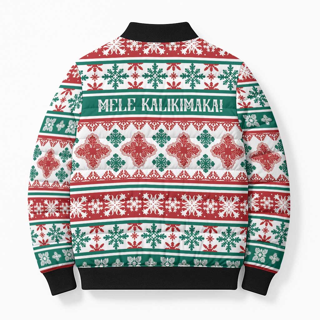 Mele Kalikimaka Hawaii Christmas Bomber Puffer Jacket Hawaiian Quilt Pattern Style LT9 - Polynesian Pride