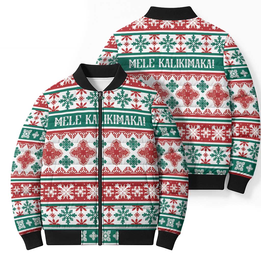 Mele Kalikimaka Hawaii Christmas Bomber Puffer Jacket Hawaiian Quilt Pattern Style LT9 - Polynesian Pride