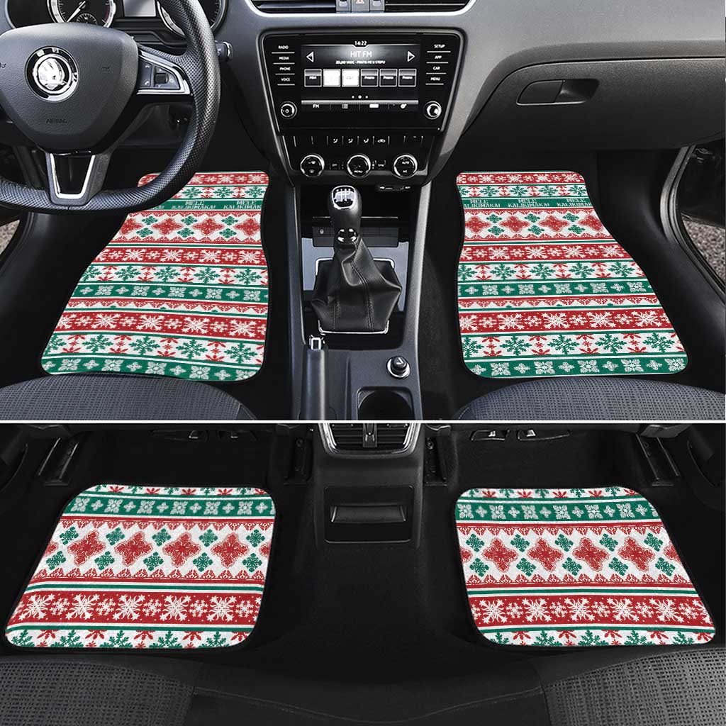 Mele Kalikimaka Hawaii Christmas Car Mats Hawaiian Quilt Pattern Style LT9 Set 4pcs Beige - Polynesian Pride