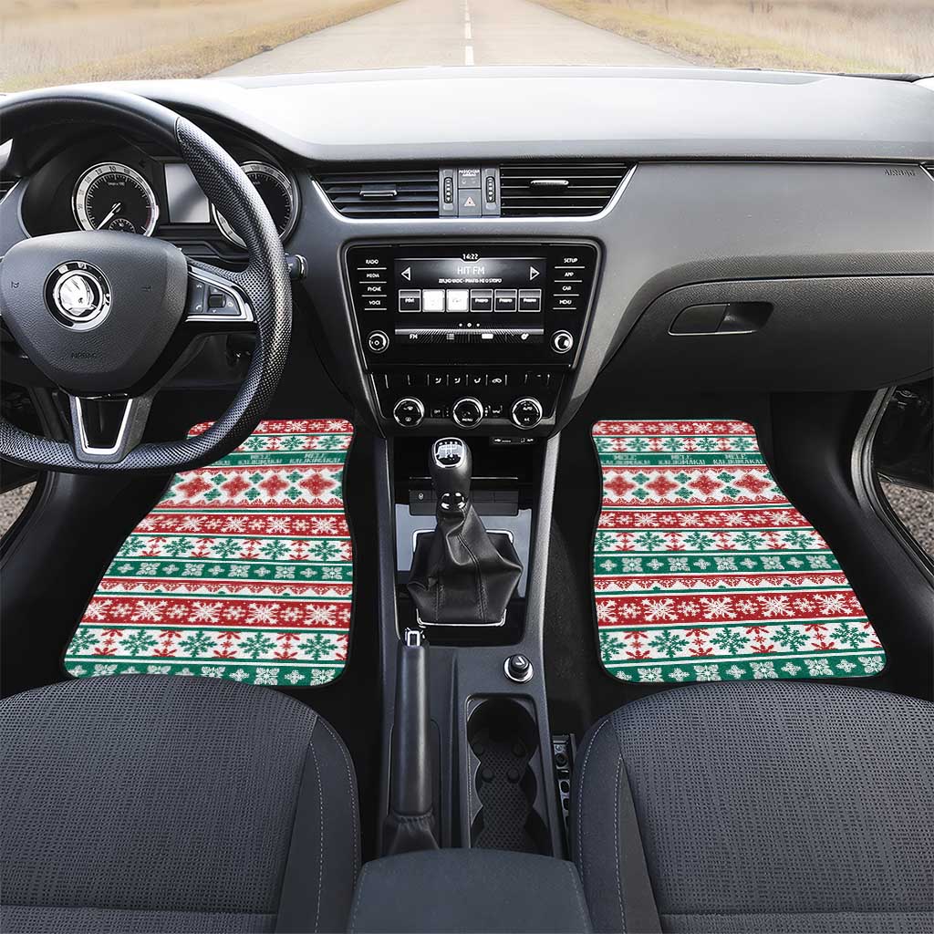Mele Kalikimaka Hawaii Christmas Car Mats Hawaiian Quilt Pattern Style LT9 Set 2pcs - Front Beige - Polynesian Pride