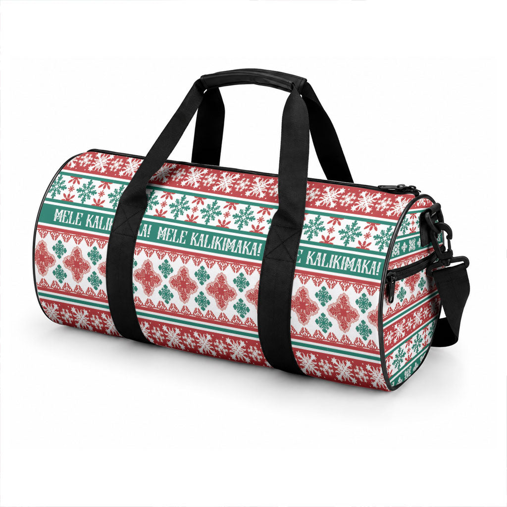Mele Kalikimaka Hawaii Christmas Duffle Bag Hawaiian Quilt Pattern Style LT9 - Polynesian Pride