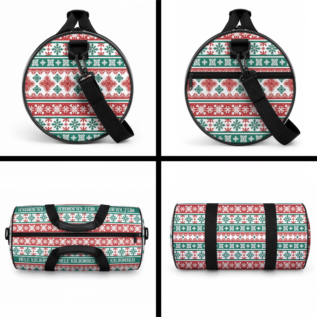 Mele Kalikimaka Hawaii Christmas Duffle Bag Hawaiian Quilt Pattern Style LT9 - Polynesian Pride