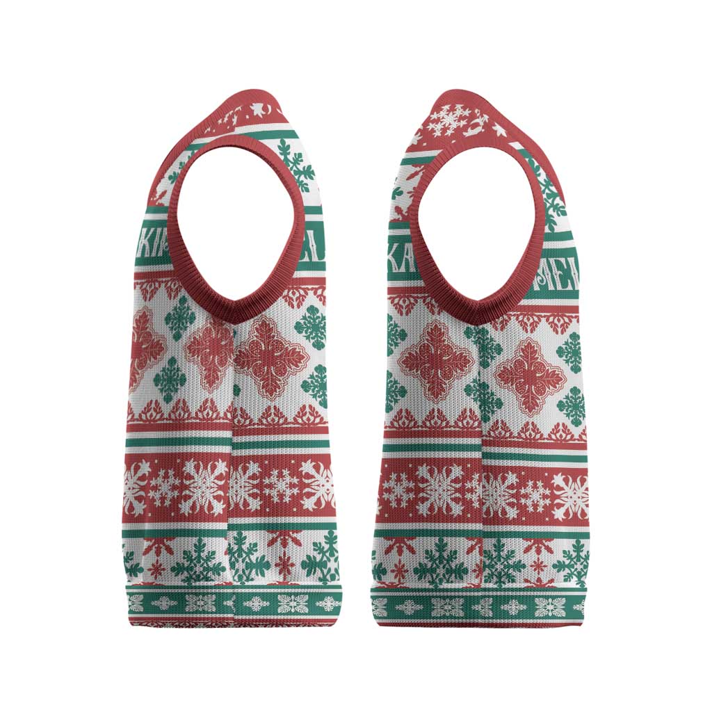 Mele Kalikimaka Hawaii Christmas Knitted V-Neck Vest Hawaiian Quilt Pattern Style LT9 - Polynesian Pride