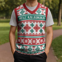 Mele Kalikimaka Hawaii Christmas Knitted V-Neck Vest Hawaiian Quilt Pattern Style LT9 - Polynesian Pride