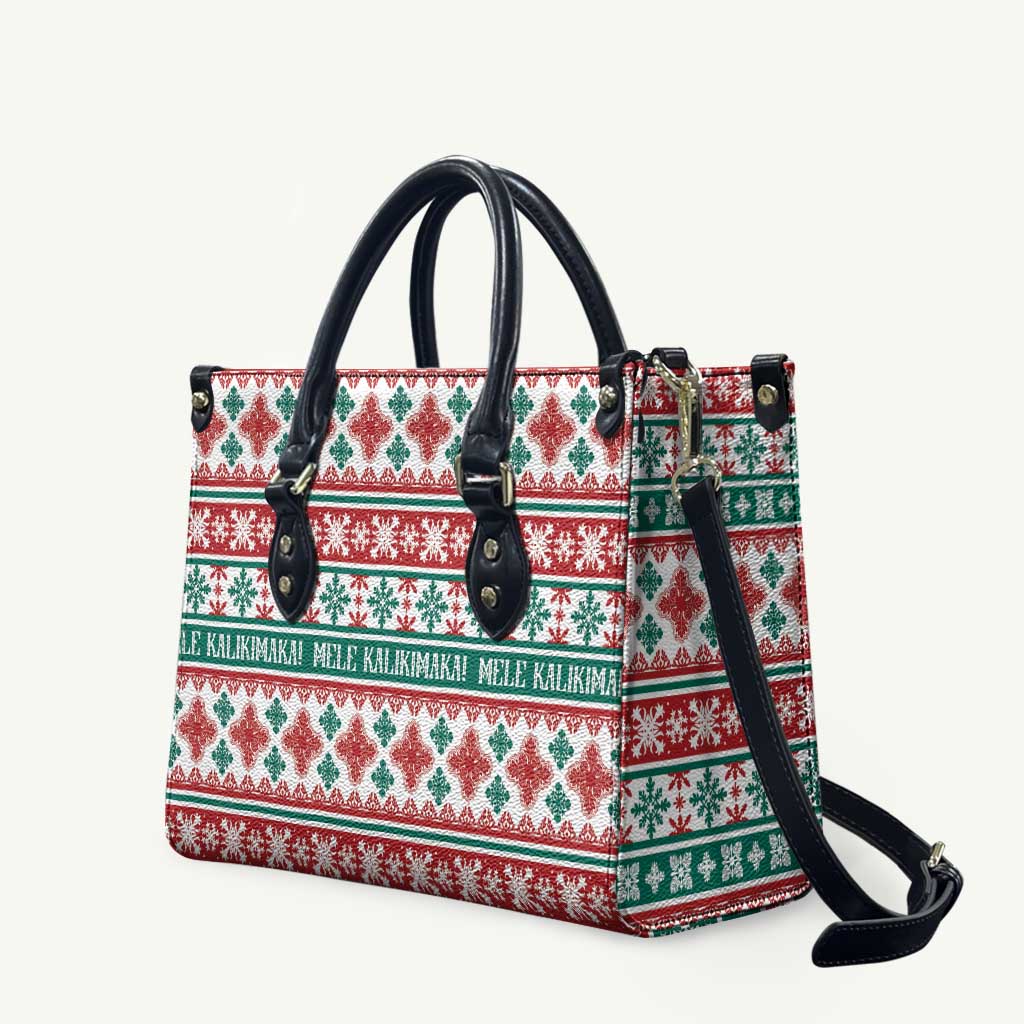 Mele Kalikimaka Hawaii Christmas Leather Bag Hawaiian Quilt Pattern Style LT9 Beige - Polynesian Pride