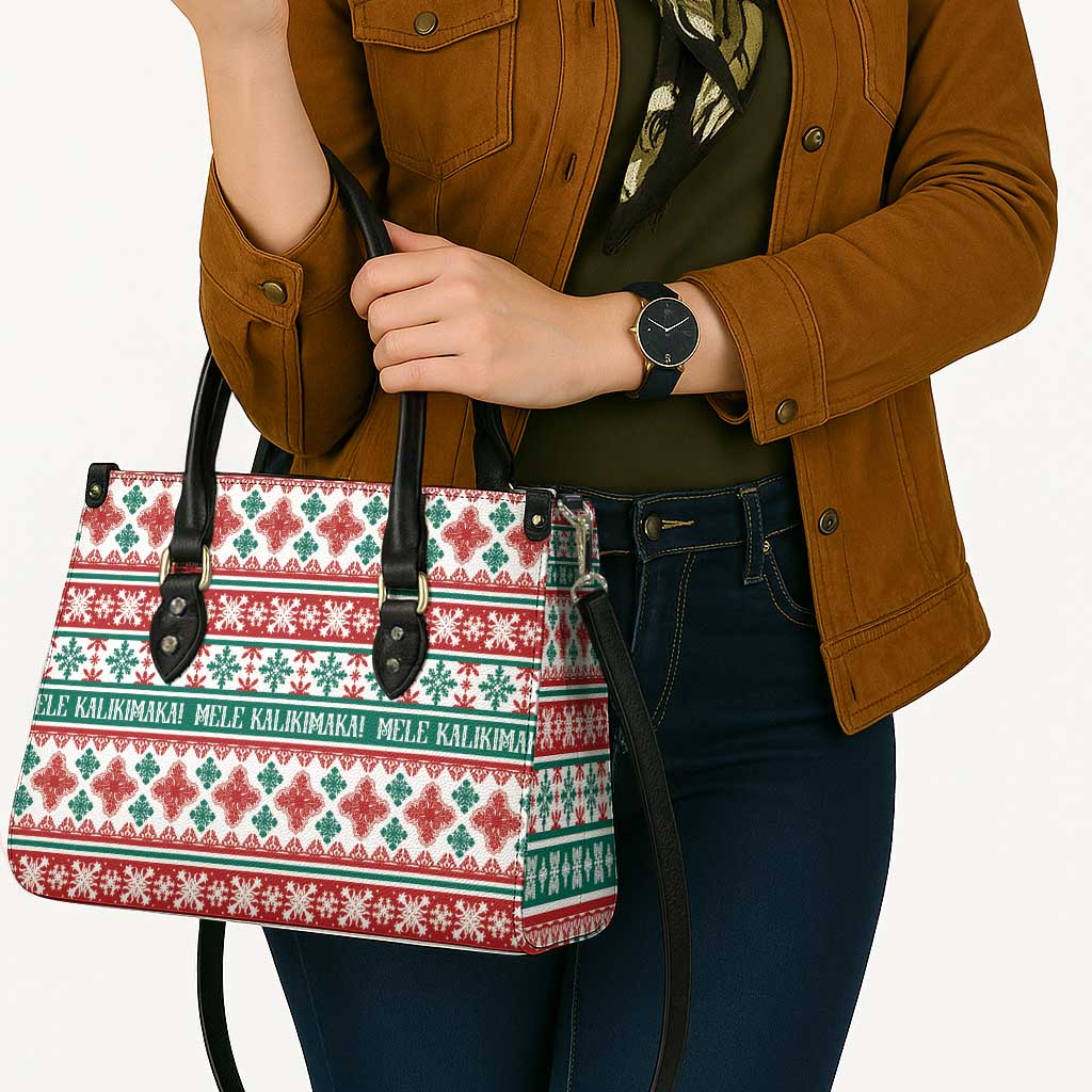 Mele Kalikimaka Hawaii Christmas Leather Bag Hawaiian Quilt Pattern Style LT9 - Polynesian Pride