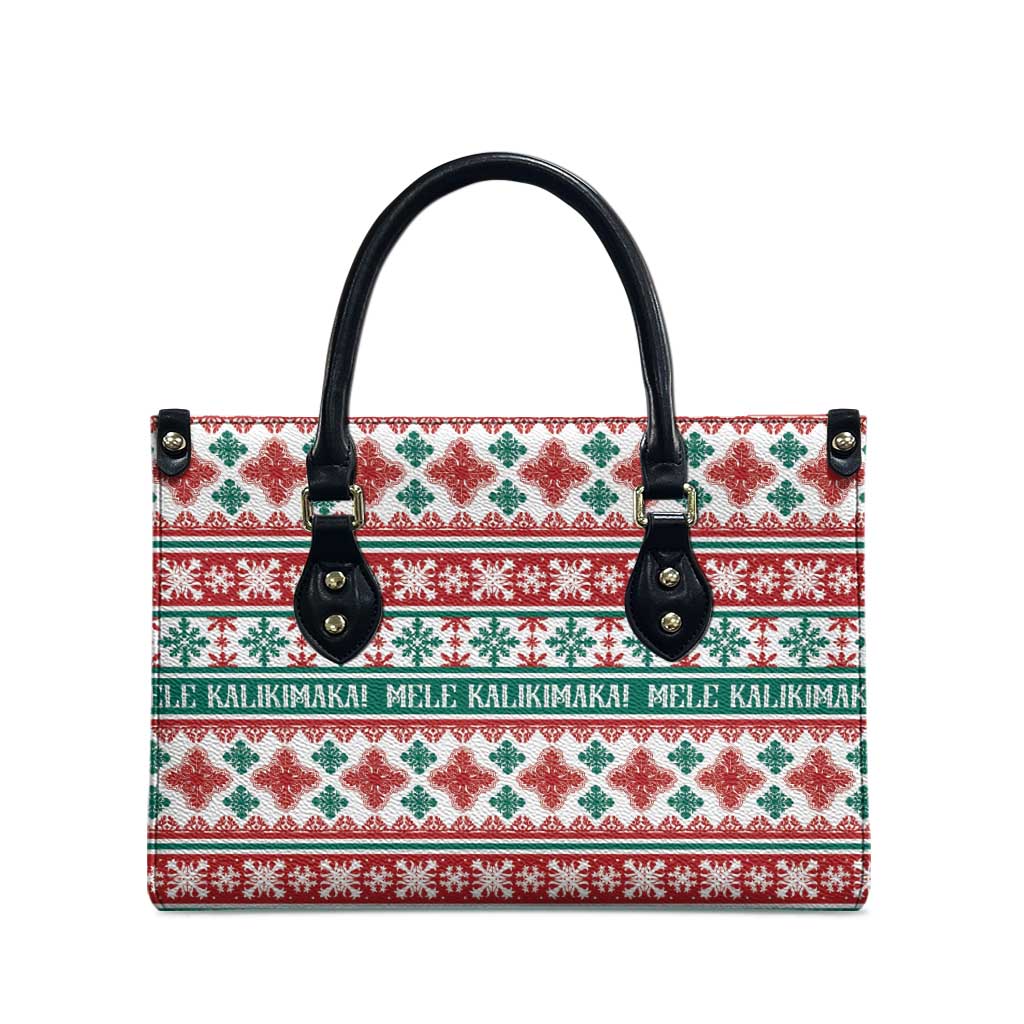 Mele Kalikimaka Hawaii Christmas Leather Bag Hawaiian Quilt Pattern Style LT9 - Polynesian Pride