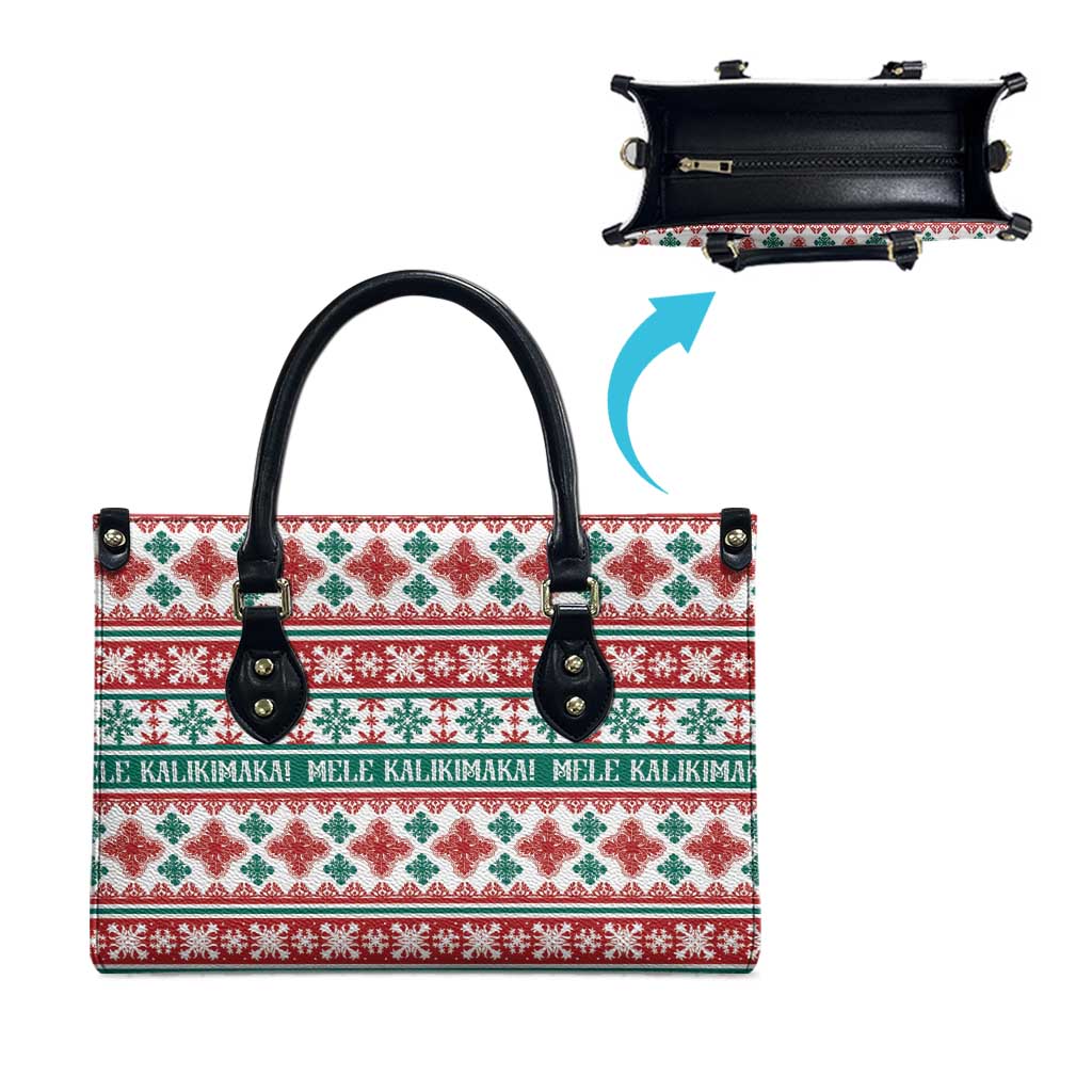 Mele Kalikimaka Hawaii Christmas Leather Bag Hawaiian Quilt Pattern Style LT9 - Polynesian Pride